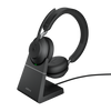 Jabra Evolve2 65 UC Stereo USB-C Headset w/ Charging Stand - Black