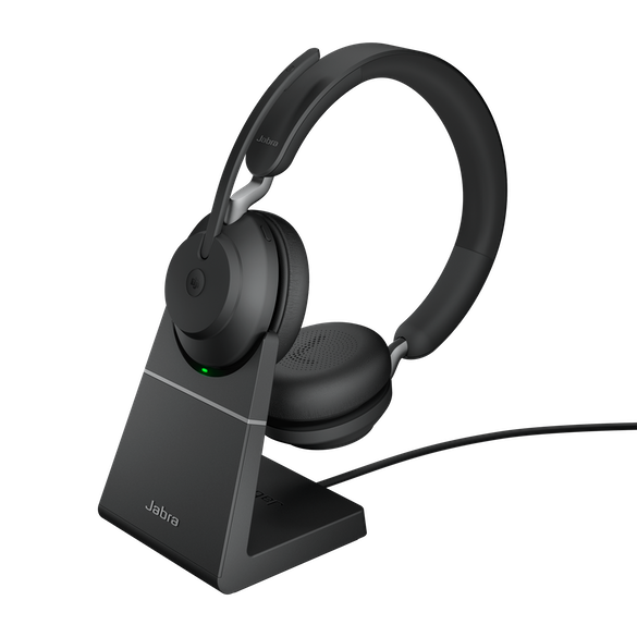 Jabra Evolve2 65 UC Stereo USB-C Headset w/ Charging Stand - Black